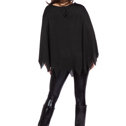 Poncho Squelette Noir Argent Strass