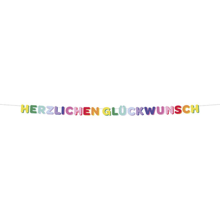Guirlande de lettres colorées Herzlich Glückwunsch 2.6m