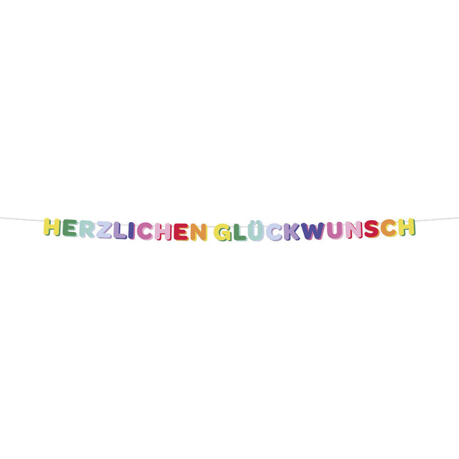 Guirlande de lettres colorées Herzlich Glückwunsch 2.6m