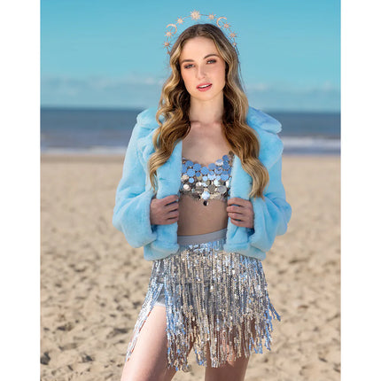 Veste Fluffy rave bleu clair (M/L)