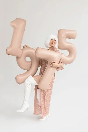 5 Jaar Cijfer Ballon Beige Glans Leeg 72cm van Partydeco koop je bij Partywinkel