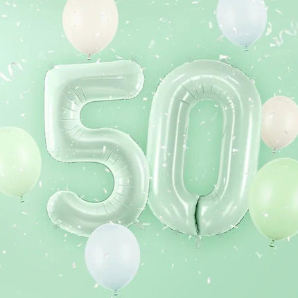 5 Jaar Cijfer Ballon Mintgroen Leeg 72cm van Partydeco koop je bij Partywinkel