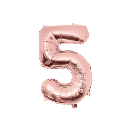5 Jaar Cijfer Ballon Rose Goud Leeg 86cm - Partywinkel - 8716764237515
