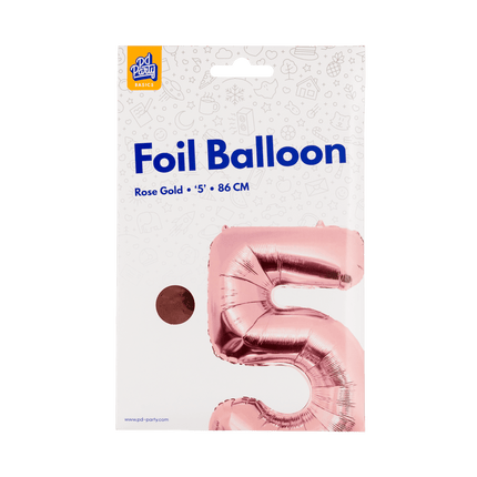 5 Jaar Cijfer Ballon Rose Goud Leeg 86cm - Partywinkel - 8716764237515