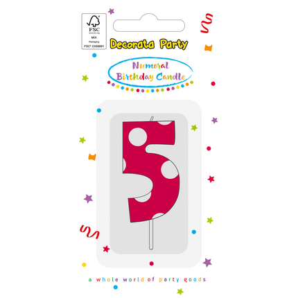 5 Jaar Kaars Roze van Procos koop je bij Partywinkel