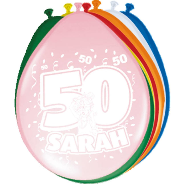 50 Jaar Ballonnen Sarah 30cm 8st van Folat koop je bij Partywinkel
