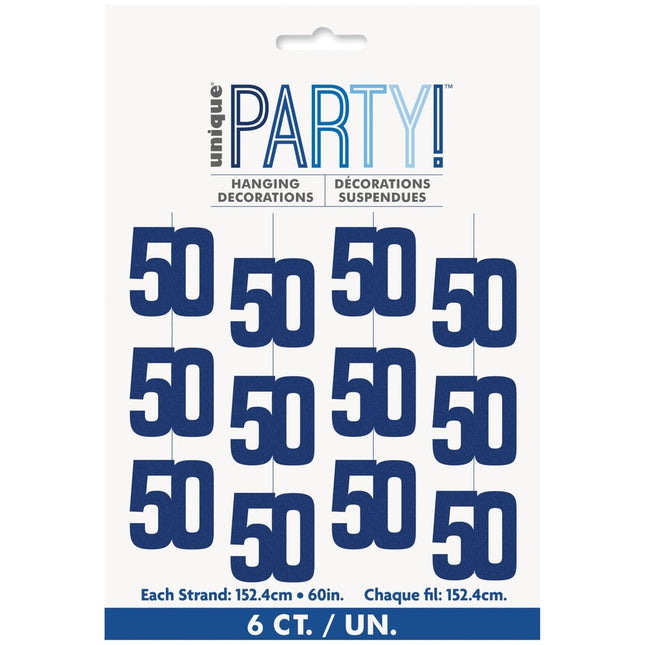 50 Jaar Hangdecoratie Blauw 1,52m van Unique koop je bij Partywinkel