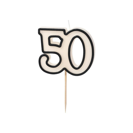 50 Jaar Kaars Zwart Wit 5,5cm van Partydeco koop je bij Partywinkel
