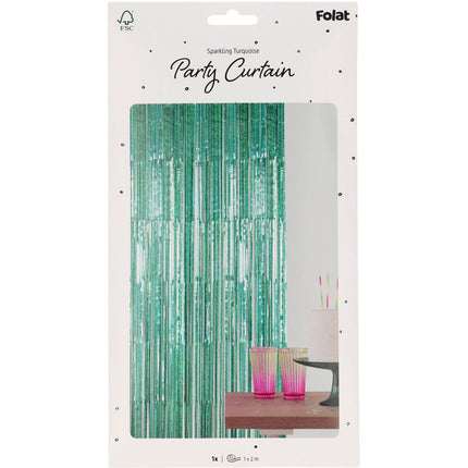 Rideau de porte turquoise 2m