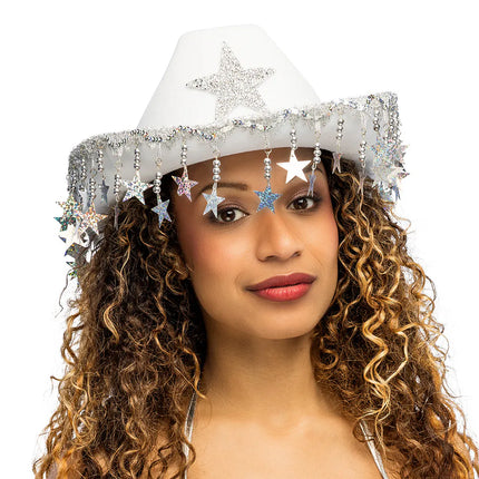 Chapeau de cowboy Stargazing blanc