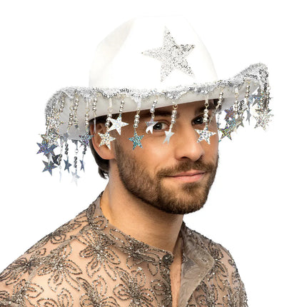 Chapeau de cowboy Stargazing blanc