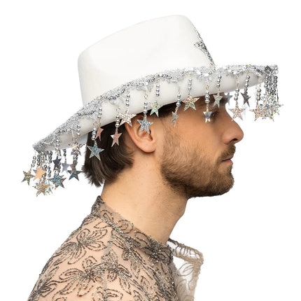 Chapeau de cowboy Stargazing blanc