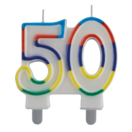 Bougie « 50 ans » avec bord coloré, 7 cm