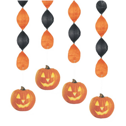 4 PUMPKIN GLOW 18" DÉCORATION À SUSPENDRE