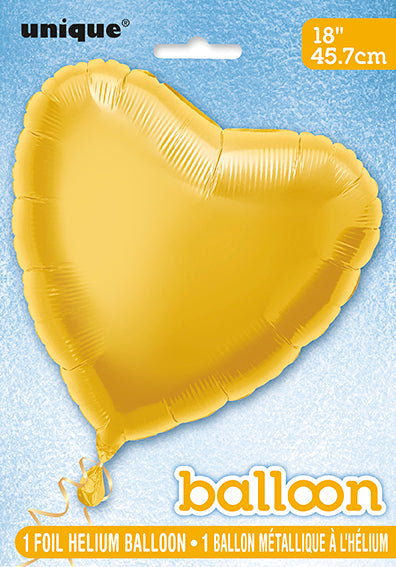 Ballon de baudruche à cœur solide 18", emballé - or