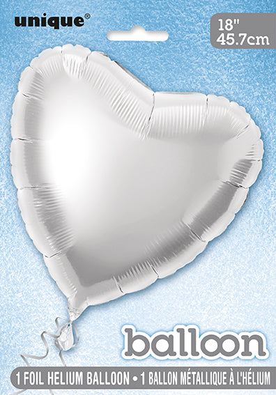 Ballon de baudruche à cœur solide 18", emballé - Argent