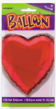 Ballon de baudruche à cœur solide 18", emballé - rouge