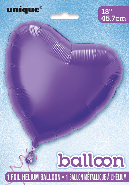 Ballon à hélium coeur violet vide 45cm
