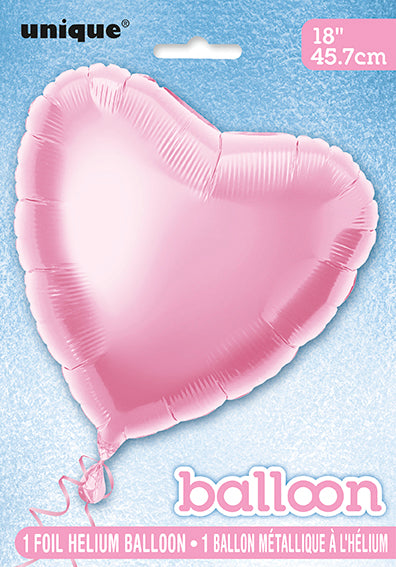 Ballon de baudruche à cœur solide 18", emballé - rose pastel
