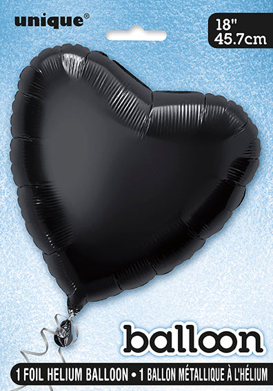 Ballon de baudruche à cœur solide 18", emballé - noir