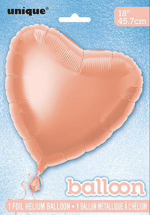 Ballon à l'hélium en forme de coeur rose or vide 45cm