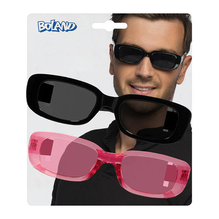 Lot de 2 lunettes de fête Techno (noir et rose)