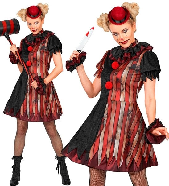 Robe Wicked Clown rouge et noire pour femme