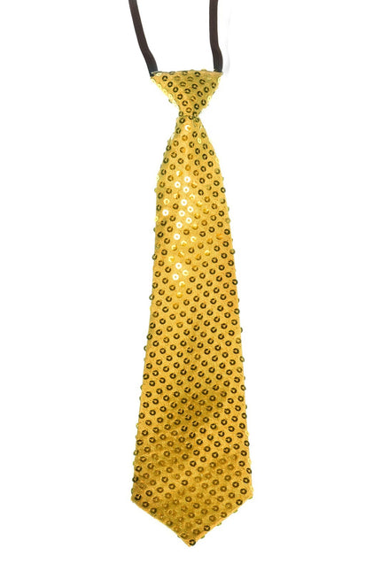 Cravate dorée à paillettes
