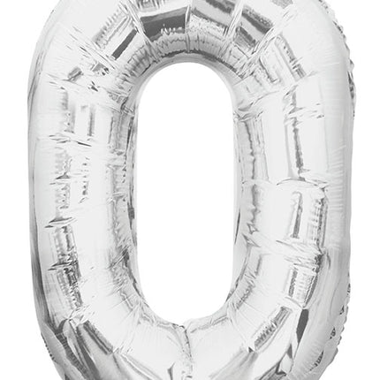 0 Year Figure Balloon Silver Empty 86cm
