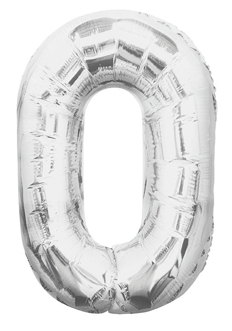 0 Year Figure Balloon Silver Empty 86cm