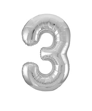 3 Year Figure Balloon Silver Empty 86cm