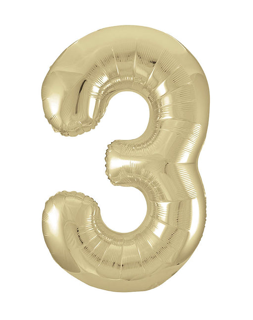 Ballon à figures de 3 ans Brillant or vide 86cm