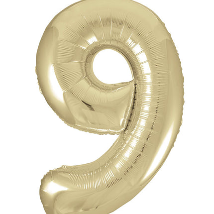 9 Year Figure Balloon Gold Gloss Empty 86cm