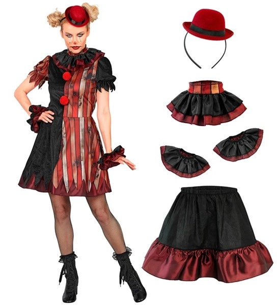 Robe Wicked Clown rouge et noire pour femme