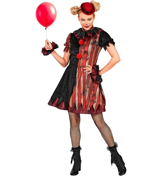 Robe Wicked Clown rouge et noire pour femme
