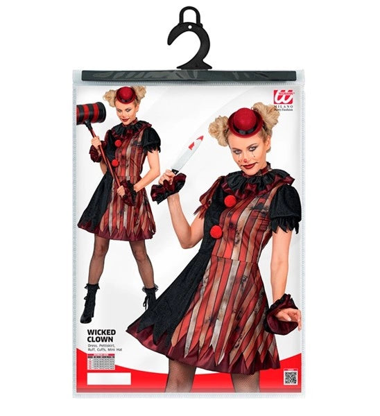 Robe Wicked Clown rouge et noire pour femme