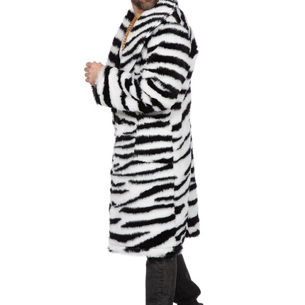 Manteau de fourrure zébré long