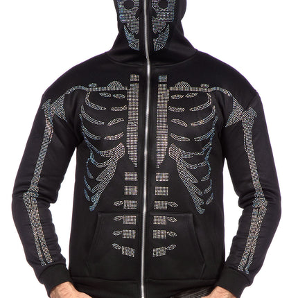 Gilet Squelette Noir Hommes Strass