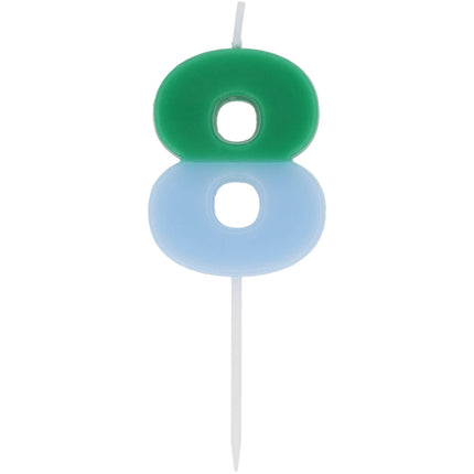 Bougie de 8 ans Vert Bleu 9cm