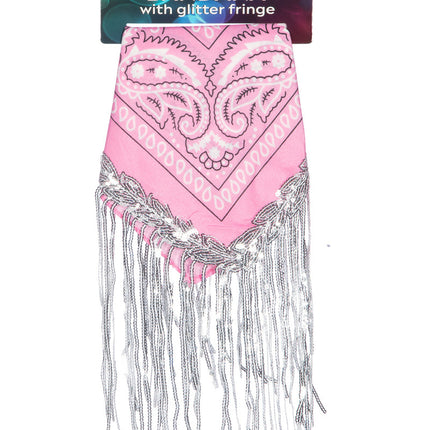 Bandana rose avec franges en strass
