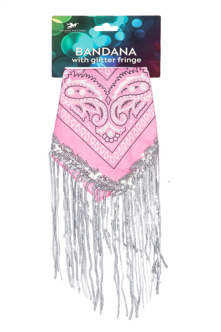 Bandana rose avec franges en strass