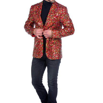 Blazer rouge vert Paillettes pour hommes