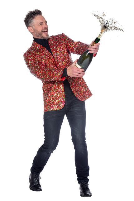 Blazer rouge vert Paillettes pour hommes