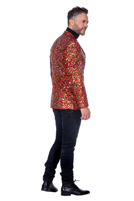 Blazer rouge vert Paillettes pour hommes