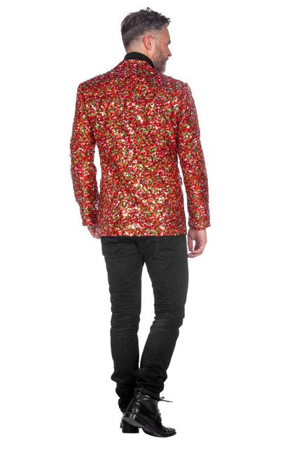Blazer rouge vert Paillettes pour hommes