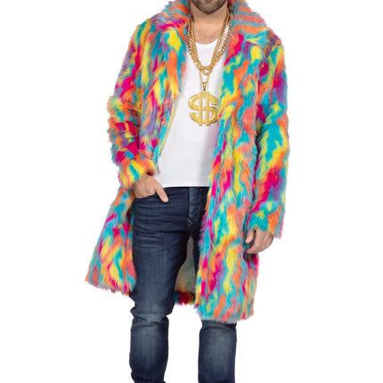 Manteau de fourrure multicolore long (V)