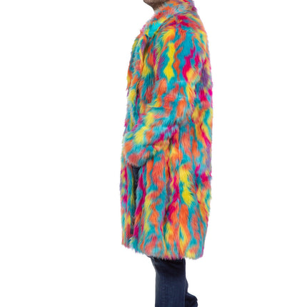 Manteau de fourrure multicolore long (V)