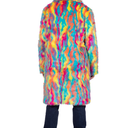 Manteau de fourrure multicolore long (V)