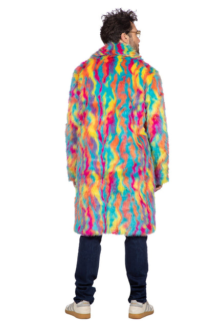 Manteau de fourrure multicolore long (V)