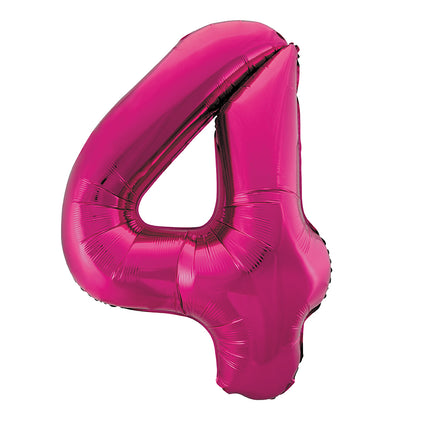 4 Year Figure Balloon Fuchsia Empty 86cm